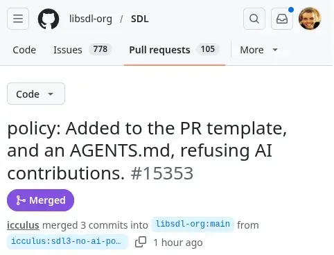 Preview image for SDL Adds Policy To Forbid LLM/AI Generated Code Contributions