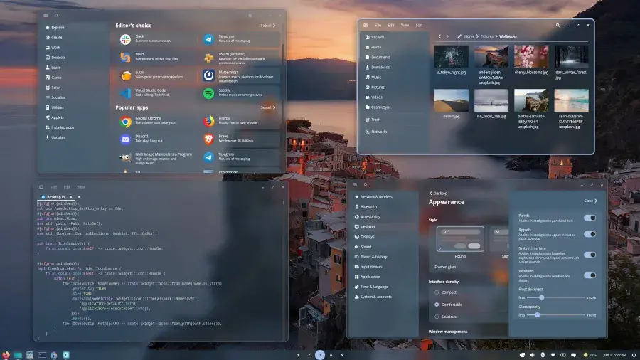 Preview image for COSMIC Desktop's Frosted Glass Is Giving Windows Aero Vibes