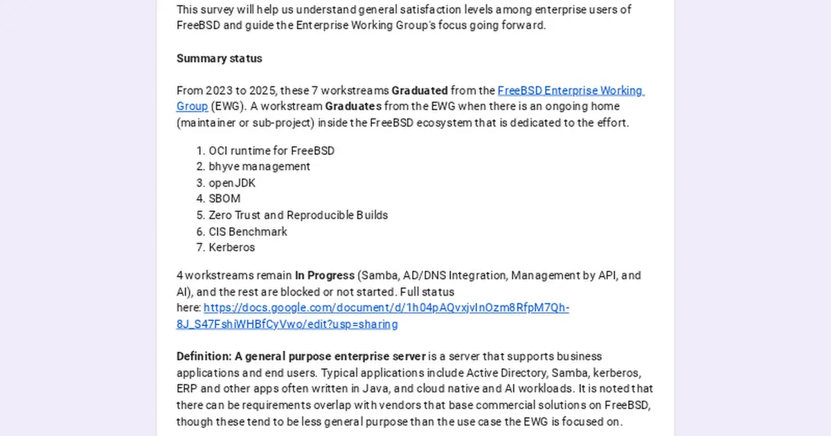Preview image for April 2026 Survey: FreeBSD in the Enterprise