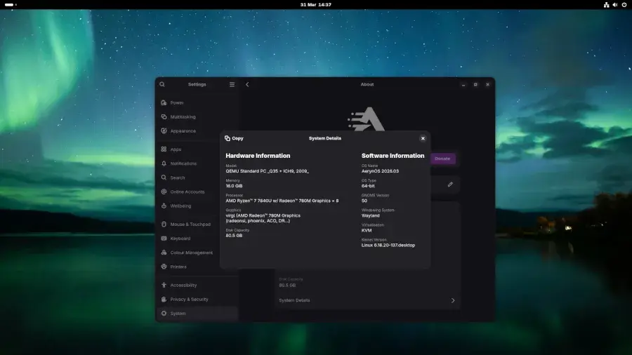 Preview image for AerynOS 2026.03 Brings GNOME 50, Other Wayland Compositor Updates