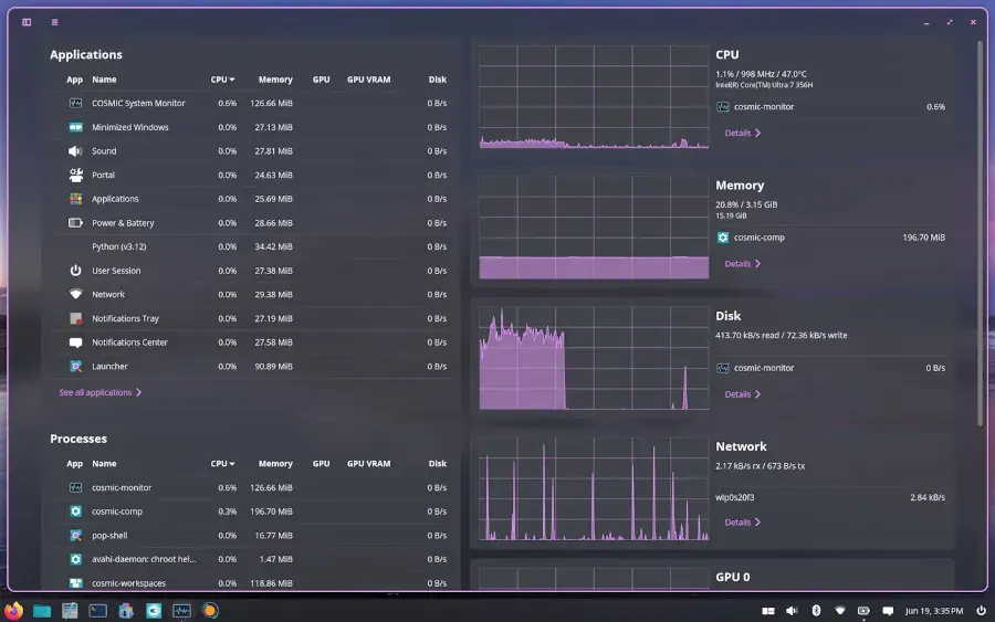 Preview image for COSMIC's New System Monitor Is Looking Very Slick