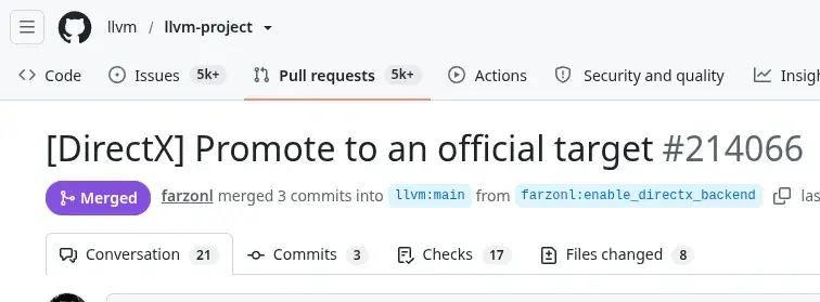 Preview image for DirectX Support Promoted To Official Target Within LLVM
