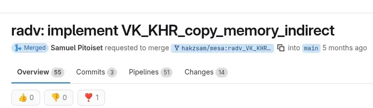 Preview image for Radeon "RADV" Vulkan Driver Finally Lands VK_KHR_copy_memory_indirect