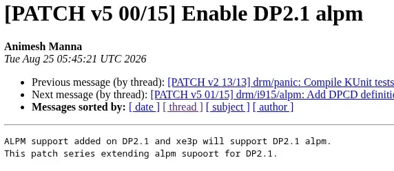 Preview image for DisplayPort 2.1 ALPM Still Being Worked On For Intel Xe3P / Nova Lake