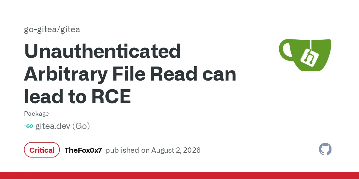 Preview image for Unauthenticated Arbitrary File Read can lead to RCE